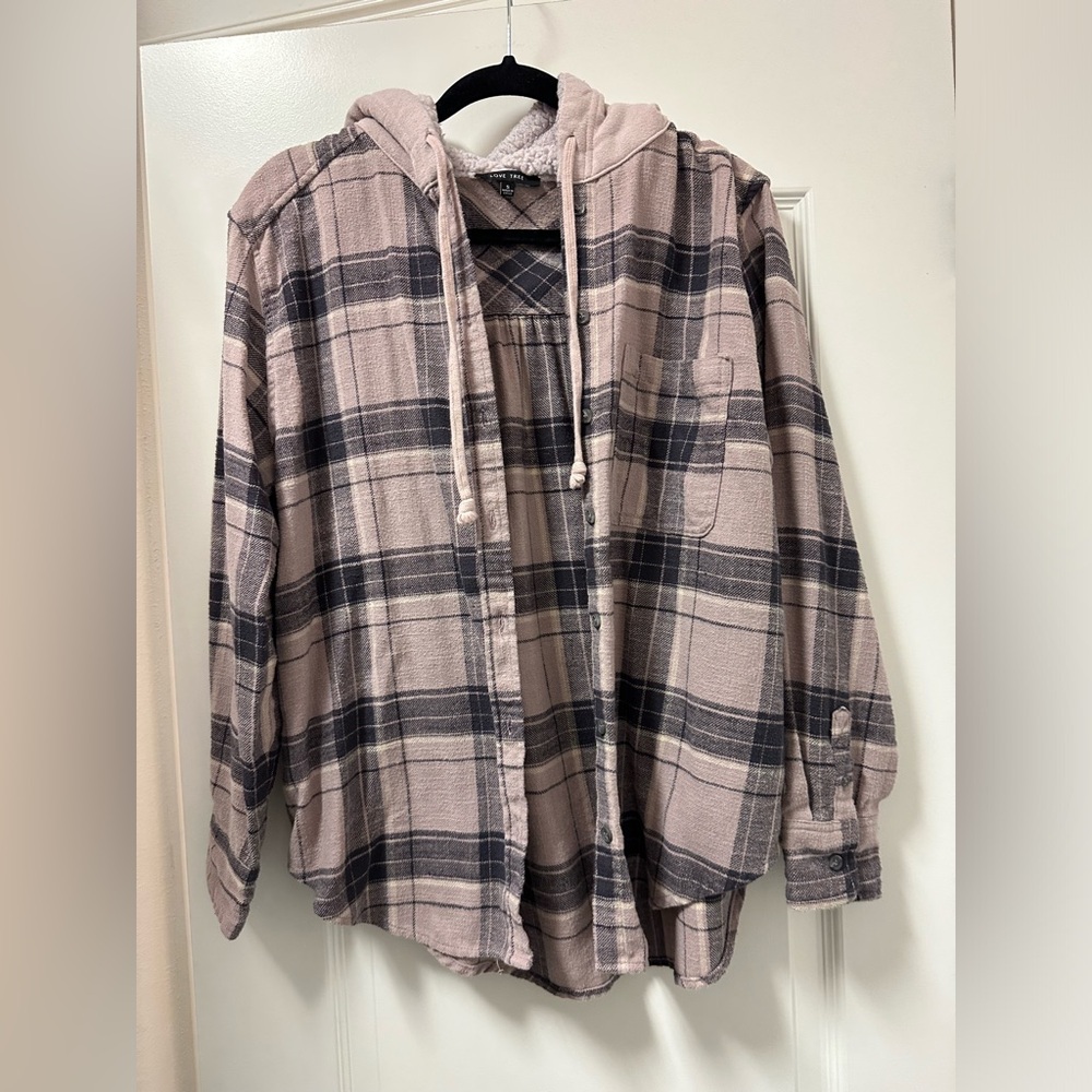 The Post Love Tree Flannel Hoodie size small